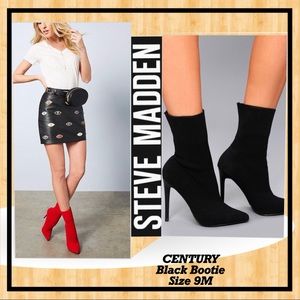 STEVE MADDEN “Century” Black Woven Knit Bootie